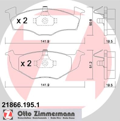 ZIMMERMANN Комплект тормозных колодок, дисковый тормоз 21866.195.1
