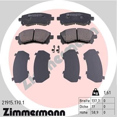 ZIMMERMANN Комплект тормозных колодок, дисковый тормоз 21915.170.1