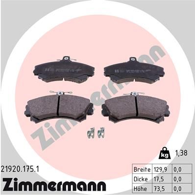 ZIMMERMANN Комплект тормозных колодок, дисковый тормоз 21920.175.1