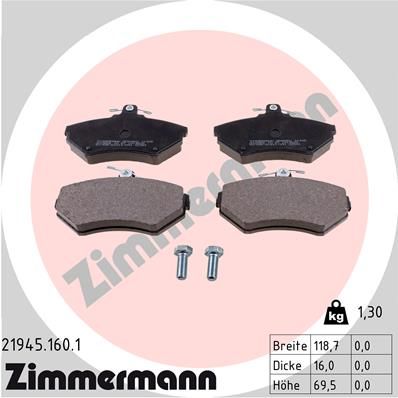 ZIMMERMANN Комплект тормозных колодок, дисковый тормоз 21945.160.1