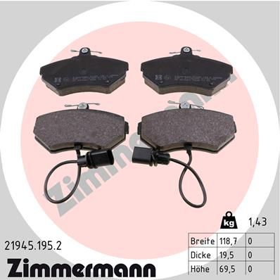 ZIMMERMANN Комплект тормозных колодок, дисковый тормоз 21945.195.2