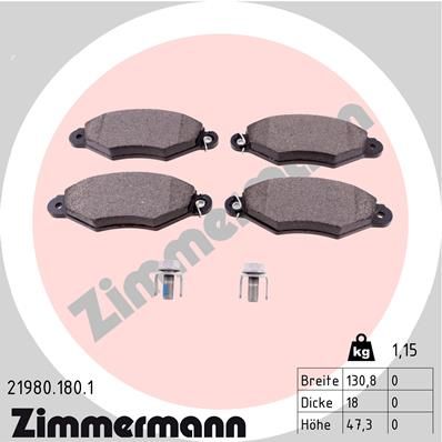 ZIMMERMANN Комплект тормозных колодок, дисковый тормоз 21980.180.1