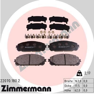 ZIMMERMANN Комплект тормозных колодок, дисковый тормоз 22070.180.2
