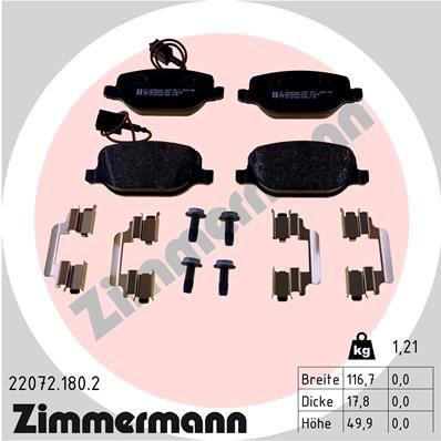 ZIMMERMANN Комплект тормозных колодок, дисковый тормоз 22072.180.2