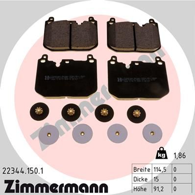 ZIMMERMANN Комплект тормозных колодок, дисковый тормоз 22344.150.1