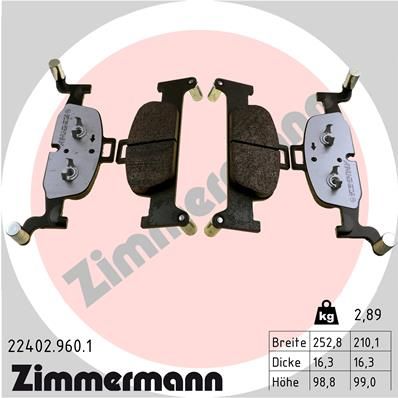 ZIMMERMANN Bremžu uzliku kompl., Disku bremzes 22402.960.1