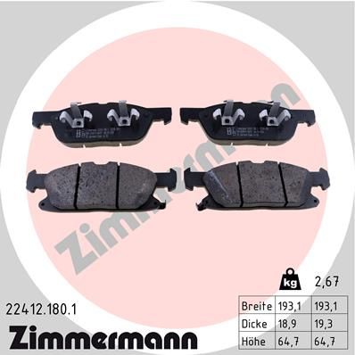 ZIMMERMANN Комплект тормозных колодок, дисковый тормоз 22412.180.1