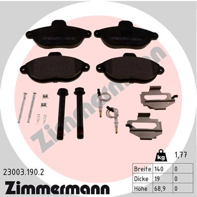 ZIMMERMANN Комплект тормозных колодок, дисковый тормоз 23003.190.2
