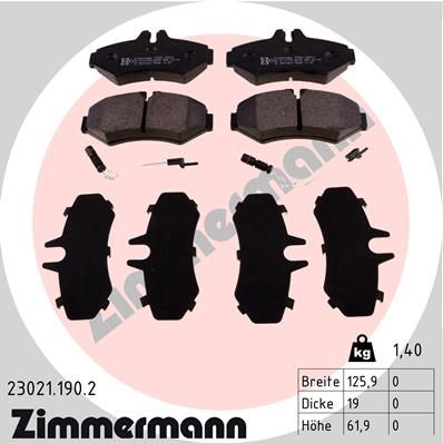 ZIMMERMANN Bremžu uzliku kompl., Disku bremzes 23021.190.2