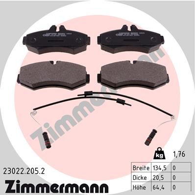 ZIMMERMANN Комплект тормозных колодок, дисковый тормоз 23022.205.2