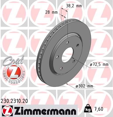 ZIMMERMANN Bremžu diski 230.2310.20