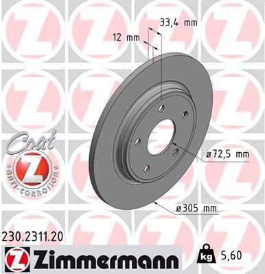 ZIMMERMANN Bremžu diski 230.2311.20