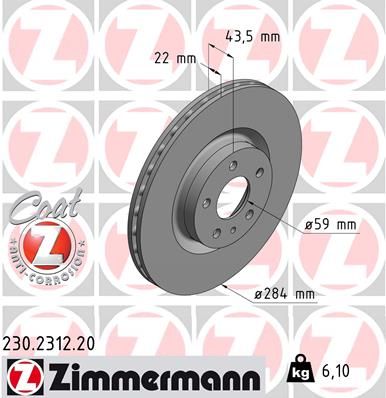 ZIMMERMANN Bremžu diski 230.2312.20