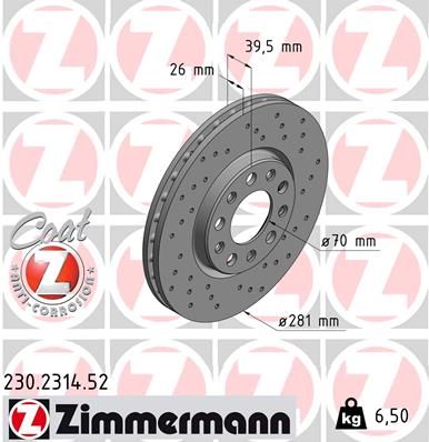 ZIMMERMANN Bremžu diski 230.2314.52