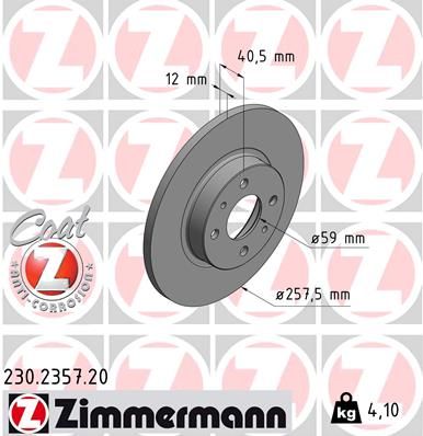 ZIMMERMANN Bremžu diski 230.2357.20