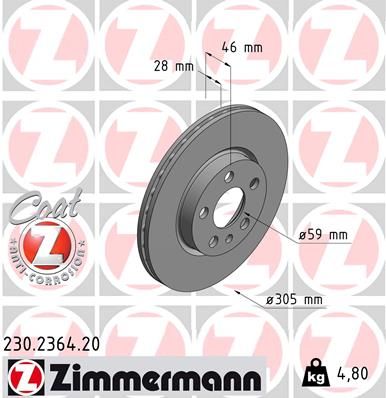 ZIMMERMANN Bremžu diski 230.2364.20