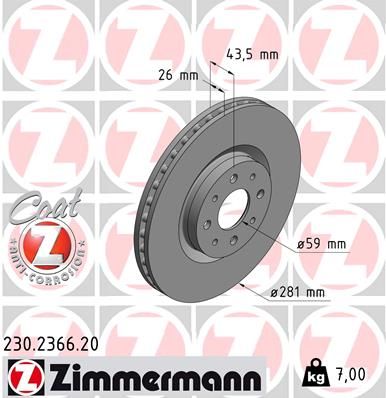 ZIMMERMANN Тормозной диск 230.2366.20