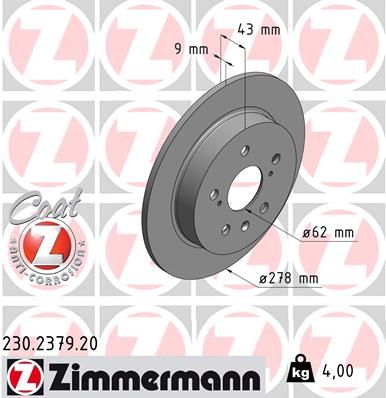 ZIMMERMANN Bremžu diski 230.2379.20