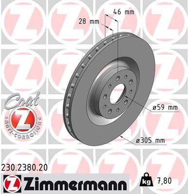 ZIMMERMANN Bremžu diski 230.2380.20