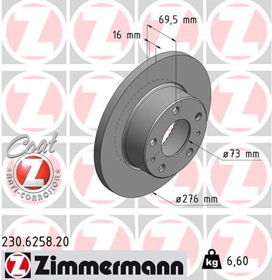 ZIMMERMANN Тормозной диск 230.6258.20