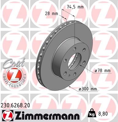 ZIMMERMANN Тормозной диск 230.6268.20