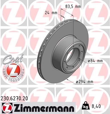 ZIMMERMANN Bremžu diski 230.6270.20