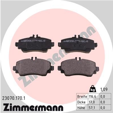 ZIMMERMANN Bremžu uzliku kompl., Disku bremzes 23070.170.1