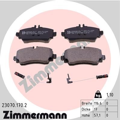 ZIMMERMANN Bremžu uzliku kompl., Disku bremzes 23070.170.2