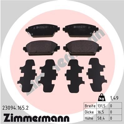 ZIMMERMANN Комплект тормозных колодок, дисковый тормоз 23094.165.2