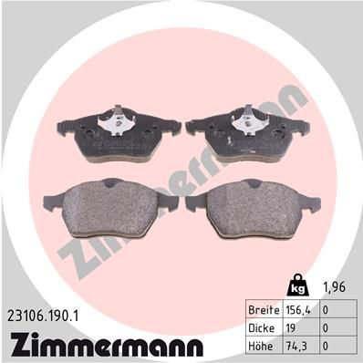 ZIMMERMANN Комплект тормозных колодок, дисковый тормоз 23106.190.1