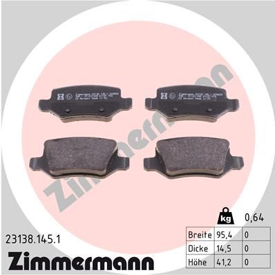 ZIMMERMANN Комплект тормозных колодок, дисковый тормоз 23138.145.1