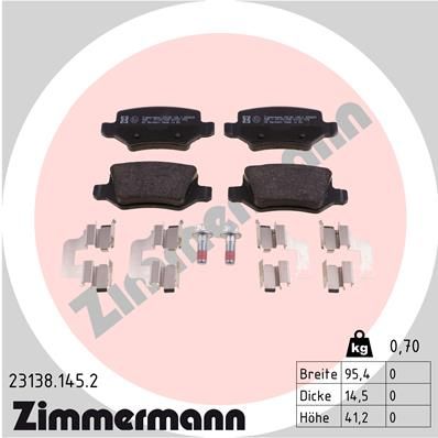 ZIMMERMANN Комплект тормозных колодок, дисковый тормоз 23138.145.2