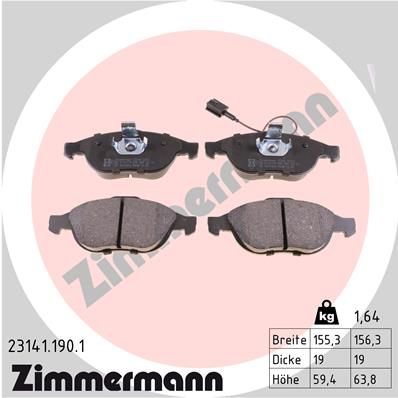 ZIMMERMANN Комплект тормозных колодок, дисковый тормоз 23141.190.1