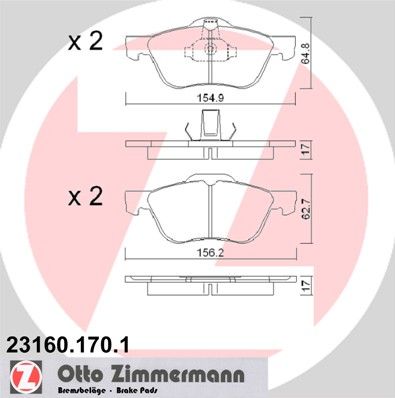 ZIMMERMANN Комплект тормозных колодок, дисковый тормоз 23160.170.1