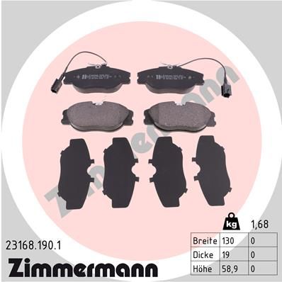 ZIMMERMANN Bremžu uzliku kompl., Disku bremzes 23168.190.1