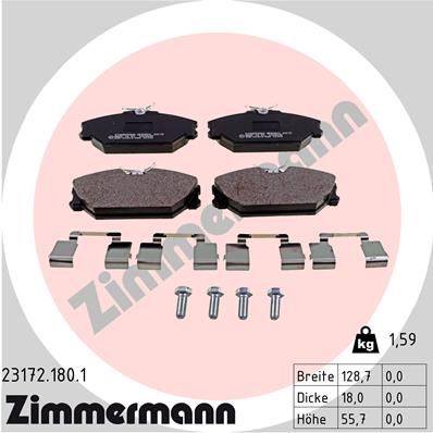 ZIMMERMANN Bremžu uzliku kompl., Disku bremzes 23172.180.1