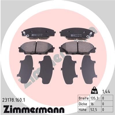 ZIMMERMANN Комплект тормозных колодок, дисковый тормоз 23178.160.1