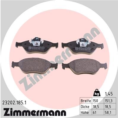 ZIMMERMANN Комплект тормозных колодок, дисковый тормоз 23202.185.1