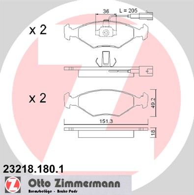 ZIMMERMANN Комплект тормозных колодок, дисковый тормоз 23218.180.1