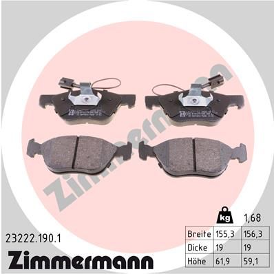 ZIMMERMANN Комплект тормозных колодок, дисковый тормоз 23222.190.1