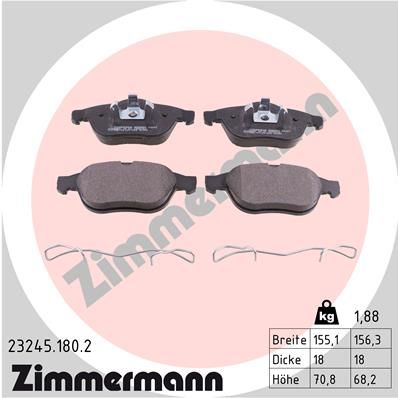 ZIMMERMANN Комплект тормозных колодок, дисковый тормоз 23245.180.2