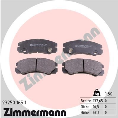 ZIMMERMANN Bremžu uzliku kompl., Disku bremzes 23250.165.1