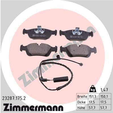 ZIMMERMANN Комплект тормозных колодок, дисковый тормоз 23287.175.2