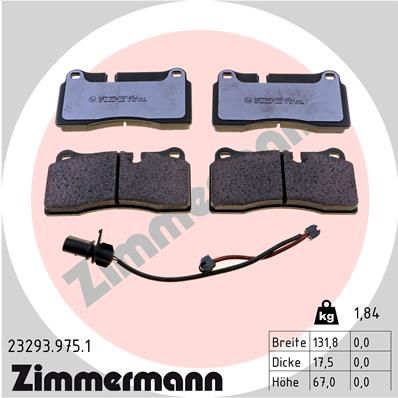 ZIMMERMANN Комплект тормозных колодок, дисковый тормоз 23293.975.1