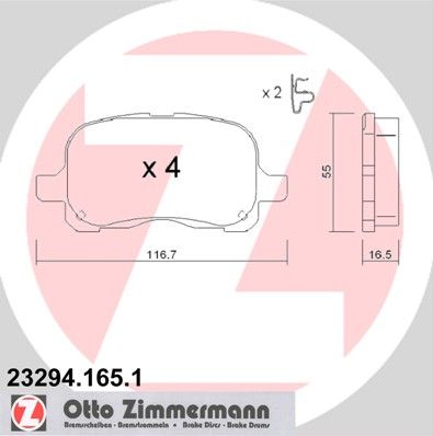 ZIMMERMANN Комплект тормозных колодок, дисковый тормоз 23294.165.1