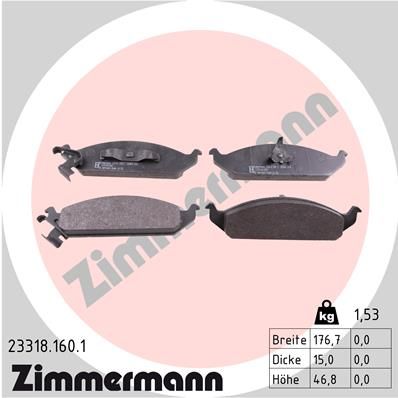 ZIMMERMANN Bremžu uzliku kompl., Disku bremzes 23318.160.1