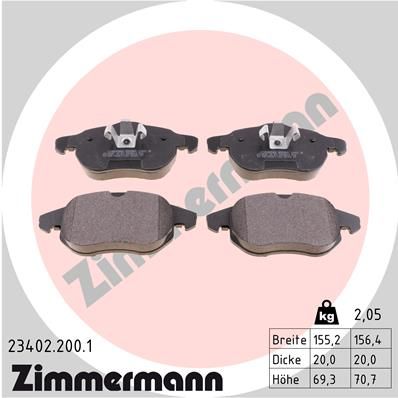 ZIMMERMANN Комплект тормозных колодок, дисковый тормоз 23402.200.1
