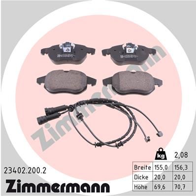 ZIMMERMANN Комплект тормозных колодок, дисковый тормоз 23402.200.2