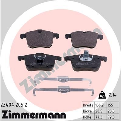 ZIMMERMANN Комплект тормозных колодок, дисковый тормоз 23404.205.2