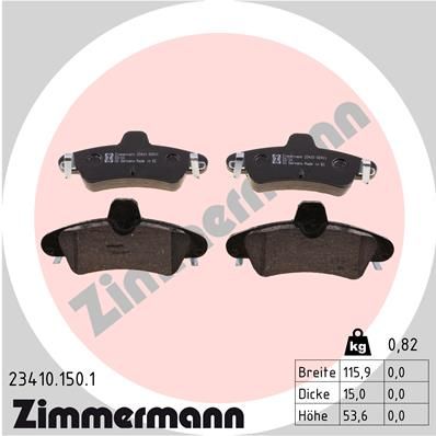 ZIMMERMANN Комплект тормозных колодок, дисковый тормоз 23410.150.1